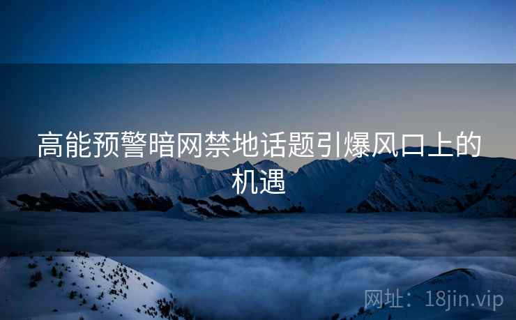 高能预警暗网禁地话题引爆风口上的机遇